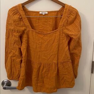 Madewell Women's Mustard Yellow Peasant Blouse